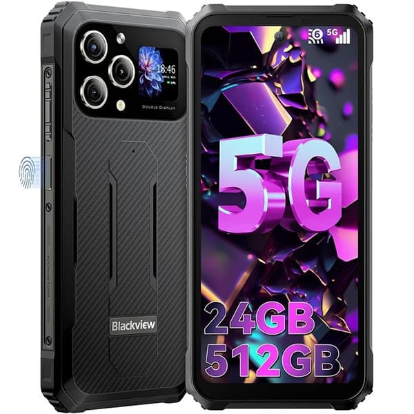 Blackview BL8000 Unbreakable 5G Smartphone 24GB+512GB 6,78" 8800mAh 50MP+16MP Android 13 Olåst WiFi6-telefon - Svart