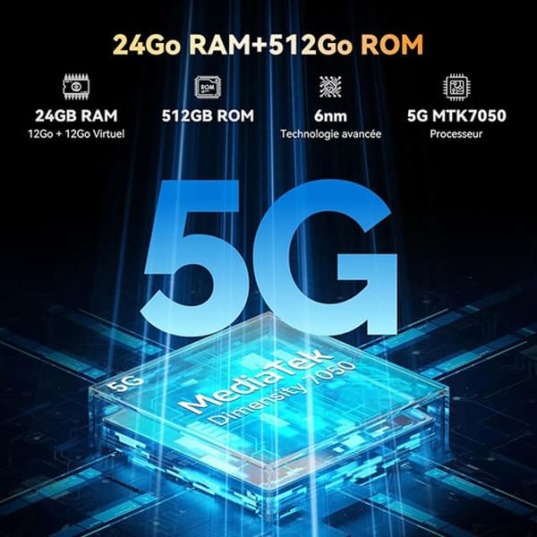 Blackview BL8000 Unbreakable 5G Smartphone 24GB+512GB 6,78" 8800mAh 50MP Android 13 Black med R30 Pro Connected Watch