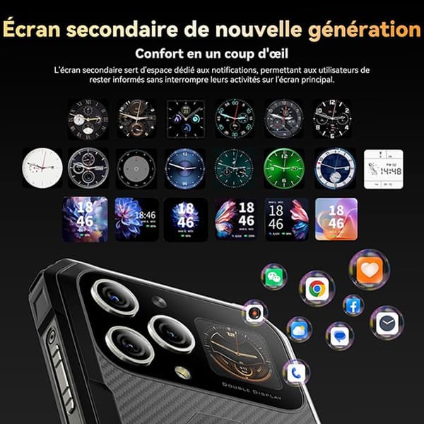 Blackview BL8000 Unbreakable 5G Smartphone 24GB+512GB 6,78" 8800mAh 50MP Android 13 Black med R30 Pro Connected Watch