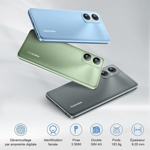 Blackview A52Pro billig mobiltelefon (8GB+128GB/TF-1TB, 6,52" HD+,13MP+5MP, 5180mAh) Android 13 4G Dual SIM Face ID - Svart