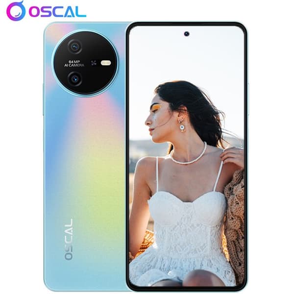 Oscal Tiger 12 olåst smartphone 6,78 tum 16GB+128GB/SD 1TB 64MP Kamera 5000mAh Android 13 NFC Dual SIM GPS - Blå