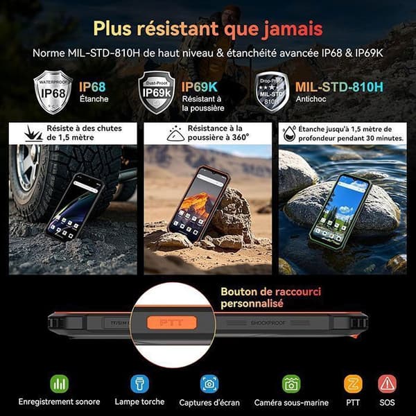 Blackview BV4800 SE Smartphone Stöttålig Android 15 6.56",5100mAh,12Go+64Go/2To,16MP+8MP, Dual SIM NFC Face ID - Grön