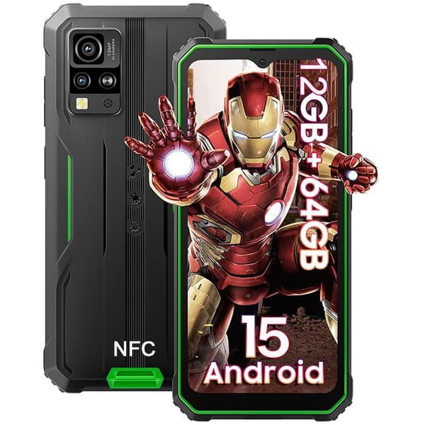 Blackview BV4800 SE Smartphone Stöttålig Android 15 6.56",5100mAh,12Go+64Go/2To,16MP+8MP, Dual SIM NFC Face ID - Grön
