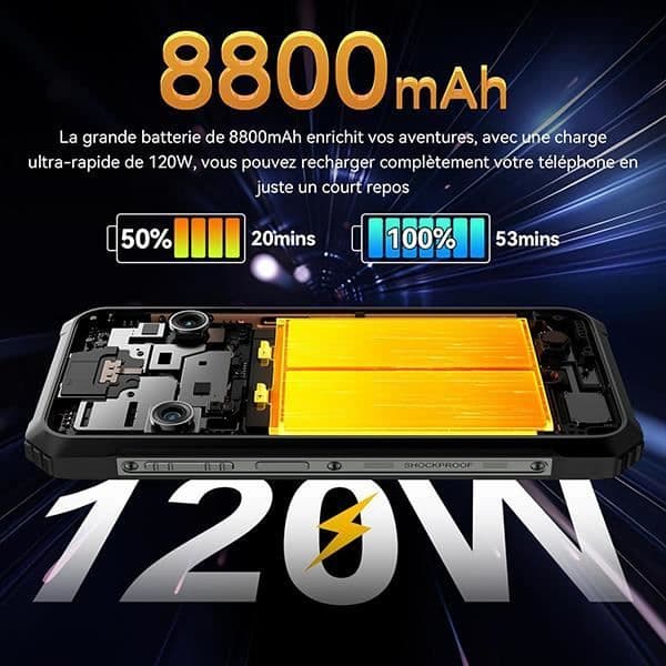 Blackview BL9000 Unbreakable 5G Smartphone Dual Screen 24GB+512GB 6,78" 50MP Android 13 Svart med Airbuds 60 Bluetooth-hörlurar