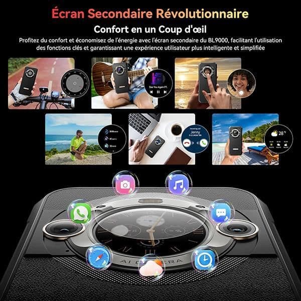 Blackview BL9000 Unbreakable 5G Smartphone Dual Screen 24GB+512GB 6,78" 50MP Android 13 Svart med Airbuds 60 Bluetooth-hörlurar
