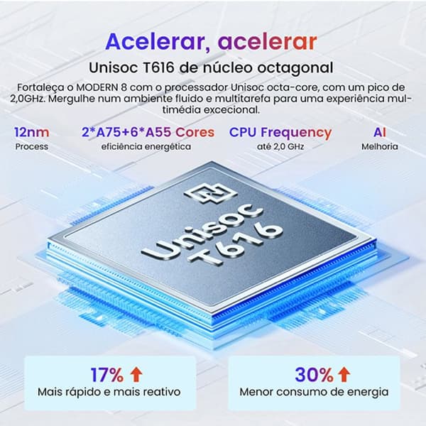 Oscal MODERN 8 olåst mobiltelefon 16GB+128GB 6.52" 50MP+8MP 6000mAh Android 13 Dual SIM 4G GPS Smartphone - Grå