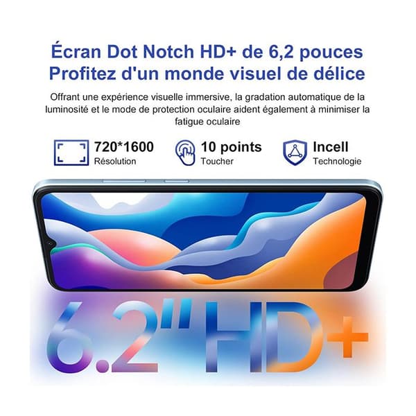 Oscal MODERN 8 olåst mobiltelefon 16GB+128GB 6.52" 50MP+8MP 6000mAh Android 13 Dual SIM 4G GPS Smartphone - Grå