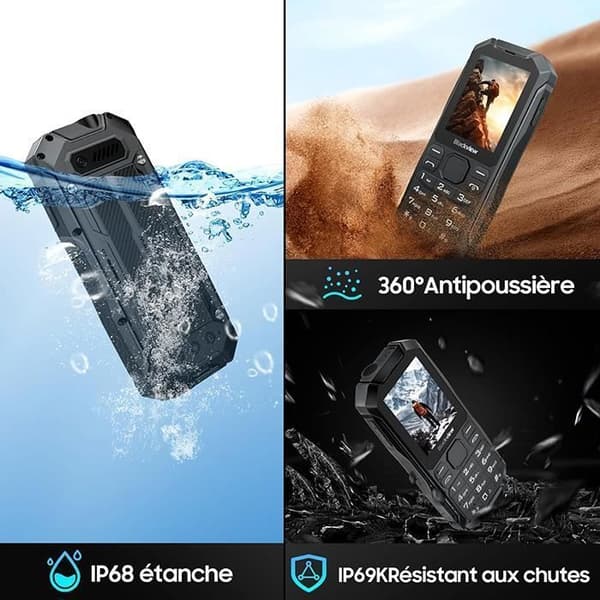 Blackview N1000 Mobiltelefon för seniorer, 2,4" skärm 4 GB ROM 3300mAh | Dual SIM 4G | GPS | Lampa|Smart KaiOS - Svart