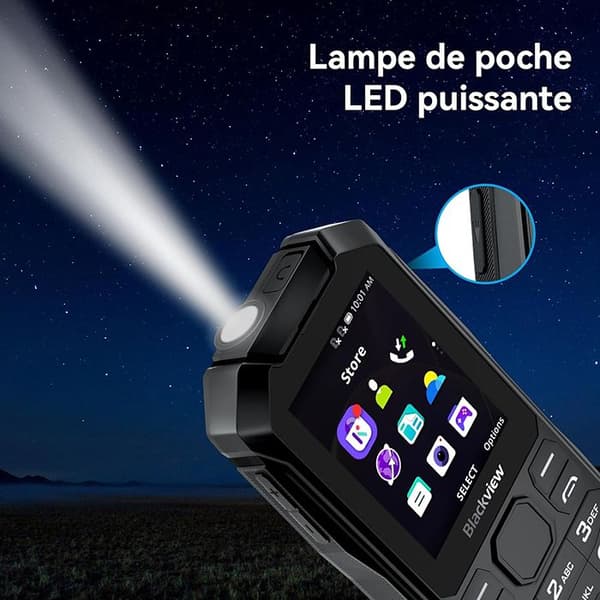 Blackview N1000 Mobiltelefon för seniorer, 2,4" skärm 4 GB ROM 3300mAh | Dual SIM 4G | GPS | Lampa|Smart KaiOS - Svart