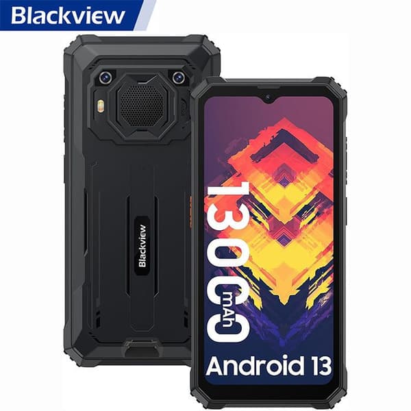Blackview BV6200 Unbreakable Mobile Phone 6,56" Android 13 13000mAh 8GB+64GB 8MP+13MP IP68 Vattentät, Face ID, Dual SIM - Svart