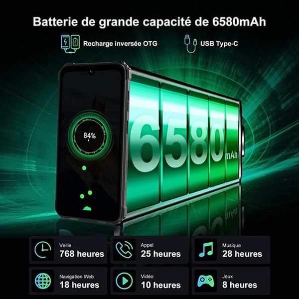 Blackview BV5300 Plus 6,1" 16GB+128GB Okrossbar smartphone Android 13 Grön med Blackview Airbuds8 Bluetooth-hörlurar (svarta)