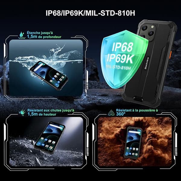 Blackview BV5300 Plus 6,1" 16GB+128GB Okrossbar smartphone Android 13 Grön med Blackview Airbuds8 Bluetooth-hörlurar (svarta)
