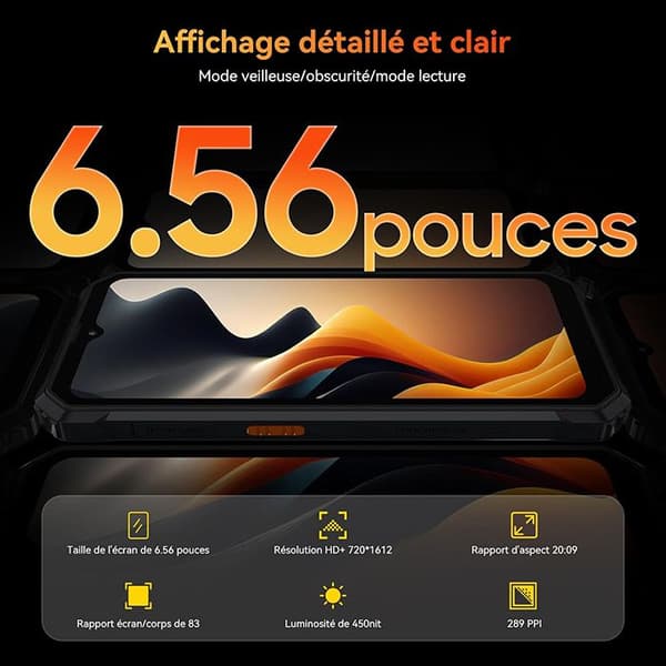 Blackview BV6200 Okrossbar mobiltelefon 13000mAh Android 13 6,56" 8GB+64GB 8MP+13MP Face ID, 3 kortplatser - Svart