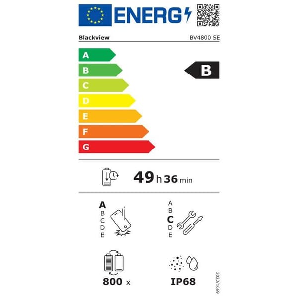 Blackview BV4800 SE Smartphone Oförstörbar Android 15 6.56", 5100mAh, 12Go+64Go/2To, 16MP+8MP, Dual SIM NFC Face ID - Svart