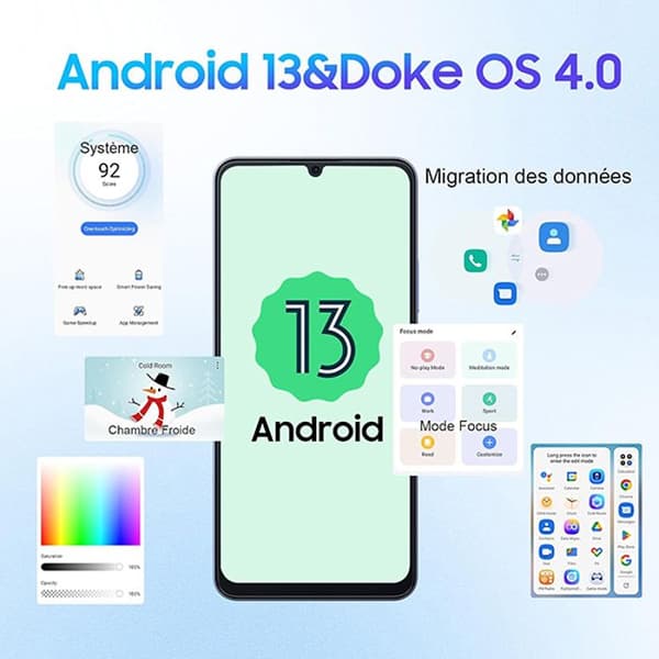 Blackview COLOR 8 Olåst smartphone 16GB+128GB 6.52" 50MP+8MP 6000mAh Android 13 Dual SIM 4G GPS-telefon - Grå