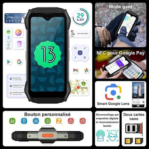 Blackview N6000 SE Mini Unbreakable Mobiltelefon 12GB+128GB Android 13 3700mAh,4,3" Orange med Airbuds 8 Bluetooth-hörlurar