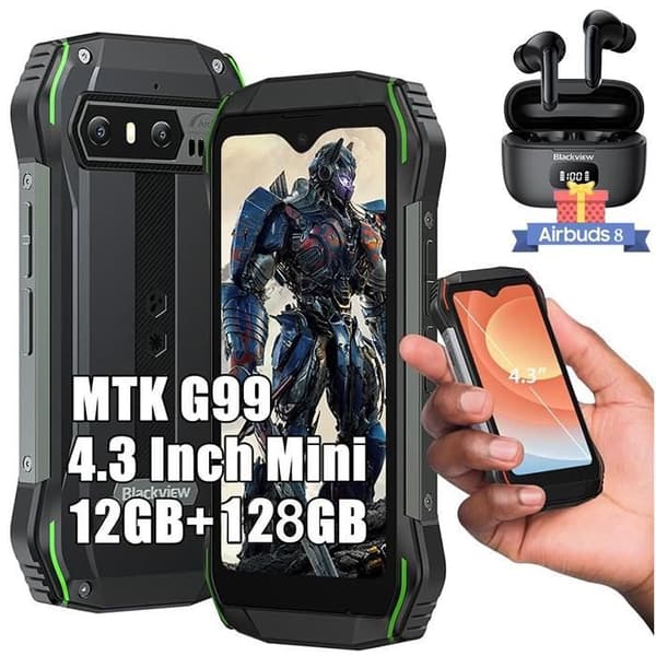 Blackview N6000 SE Mini Unbreakable Mobiltelefon 12GB+128GB Android 13 3700mAh,4,3" Grön med Airbuds 8 Bluetooth-hörlurar