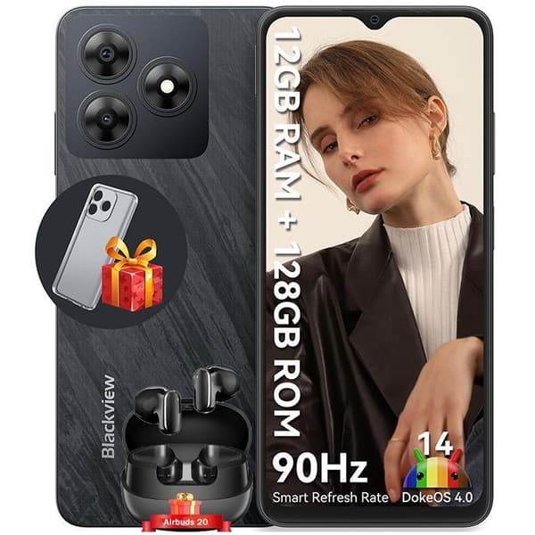 Blackview WAVE 8 Smartphone 6,56" 12GB+128GB/2TB 13MP+8MP 5000mAh Dual SIM Black med Blackview AirBuds 100