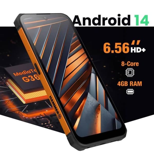 Smartphone Utomhus Stötsäker Vattentät IRON Va Touch Batteritid 28H Hammer Svart / Orange