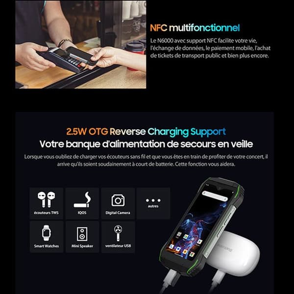 Okningsbar telefon Blackview N6000 4,3" Android 13 16Go+256Go 48MP+16MP NFC Orange med Smartwatch Blackview R50 (Rosa)