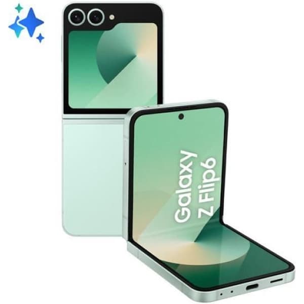 Samsung Galaxy Z Flip6 SM-F741B. Skärmstorlek: 17 cm (6,7"), Skärmupplösning: 2640 x 1080 pixlar. Processorfamilj: Mintfärgad