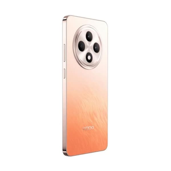 OPPO Reno12 F 4G smartphone i gul orange färg med 6,67" AMOLED-skärm 120 Hz Full HD+, 1080 x 2400 pixlar, 8 GB DDR4 + RAM