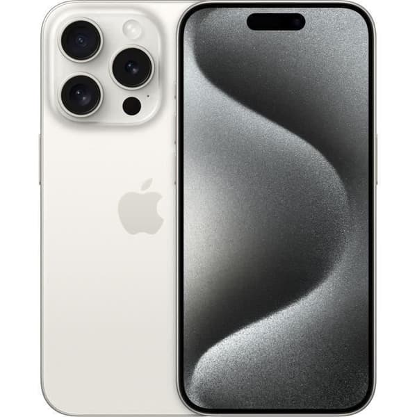 APPLE iPhone 15 Pro 128GB White Titanium (2023) - Renoverad - Utmärkt skick- REFURBISHED