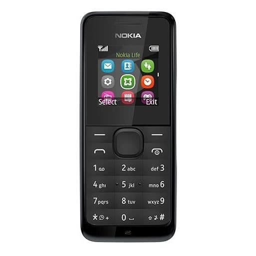 Nokia 105, Bar, Dual SIM, 3,56 cm (1,4"), 128 x 128 pixlar, 800 mAh, Svart Svart