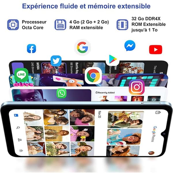 Olåst mobiltelefon Blackview WAVE 6C Android 13 4GB+32GB 6.517" HD+ 8MP+5MP 5100mAh Face ID,4G Dual SIM - Svart