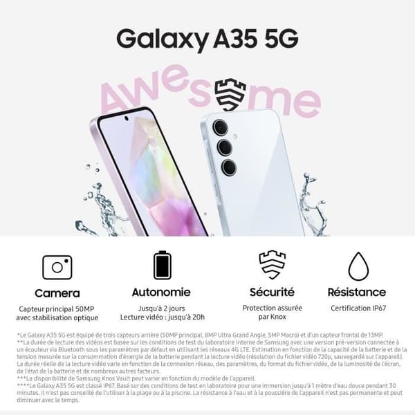 Samsung Galaxy A35 Smartphone 256 GB 5G Midnattsblå
