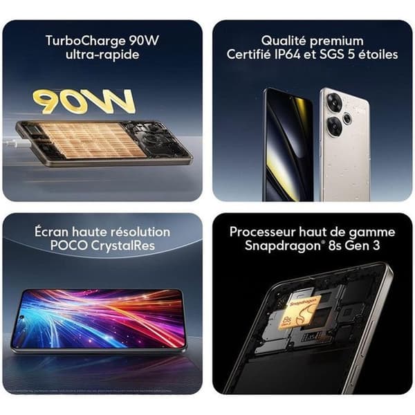 XIAOMI POCO F6 5G Smartphone 8GB 256GB Black Snapdragon 8s Gen 3 6,67″ Skärm 120Hz 1,5K 50MP Kamera med OIS-laddning 90W 5000mAh