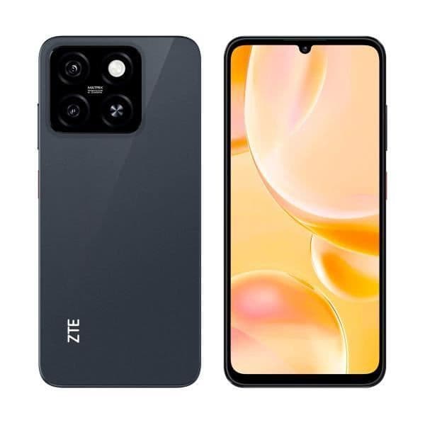 ZTE Blade A55 smartphone i Starry Black färg med 6,75" 90Hz Full HD+-skärm, 1080 x 2400 pixlar, 8GB RAM DDR4 + 128GB eMMC och