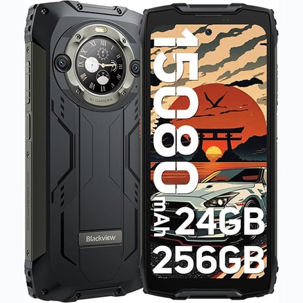 Okrossbar smartphone Blackview BV9300 Pro 24GB+256GB 15080mAh(33W) Dual Screen 6,7" 64MP+32MP Android 13 NFC 100LM - Svart