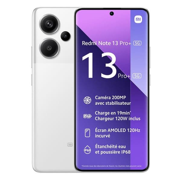 XIAOMI Redmi Note 13 Pro Plus 5G Smartphone 8+256GB Vit MediaTek Dimensity 7200-Ultra 200MP AMOLED-kamera 6,67" 5000mAh 120W Vit