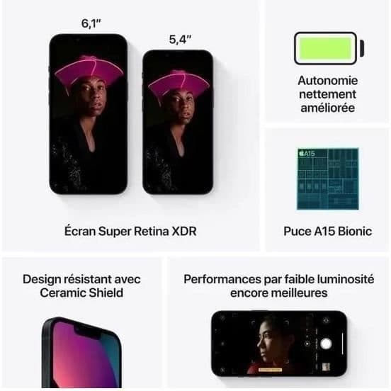 APPLE iPhone 13 128 GB Midnight (2021) - Renoverad - Utmärkt skick- REFURBISHED