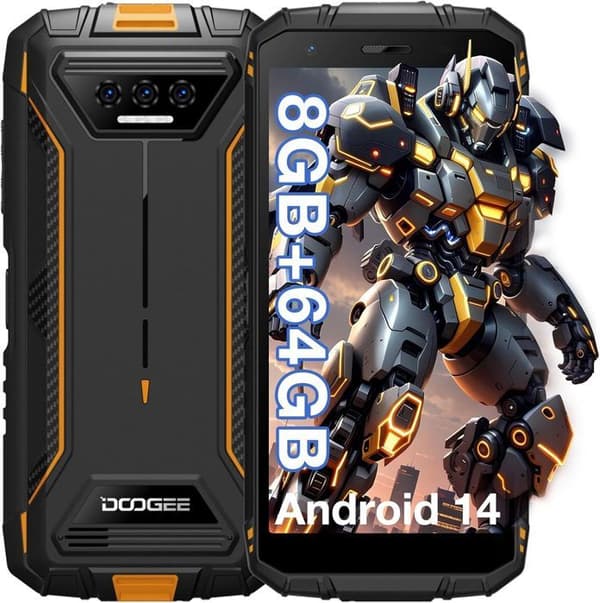 Okrossbar bärbar smartphone - DOOGEE S41T 4G - Android 14 6300mAh -5,5" 13MP kamera 8GB+64GB IP68 vattentät mobiltelefon