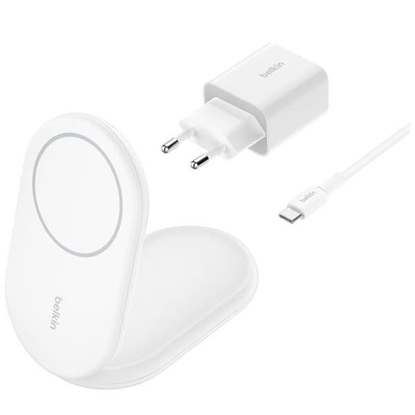 Smartphone - Laddare &amp; Powerbank BELKIN BOOSTCHARGE Qi2 15w magnetiskt stativ Vit Vit