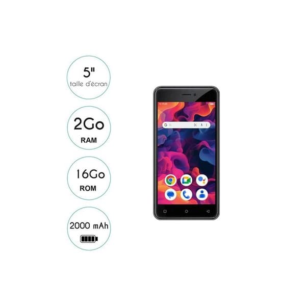 Smartphone Logicom EZY 5" Dual nano SIM 16 GB Svart