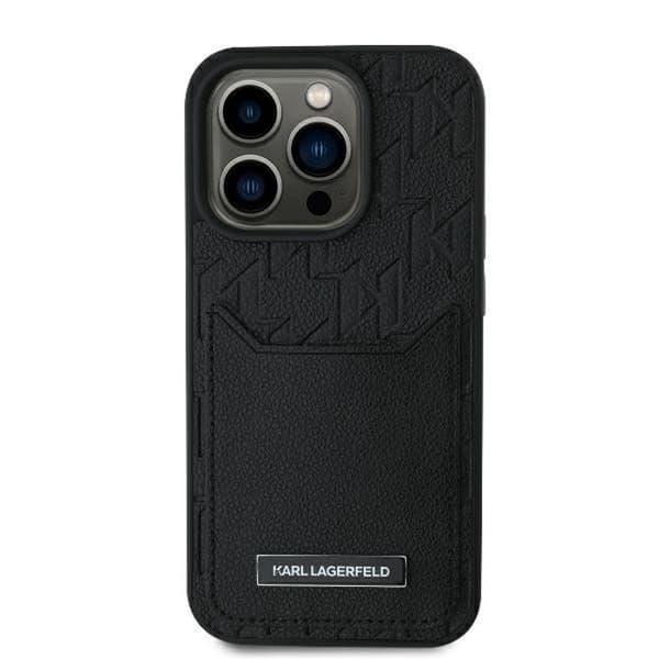iPhone 16 Pro Max-fodral - Karl Lagerfeld hårdskal med läderkortfack (KLHCP16XPGKHPRPK) - Monogram