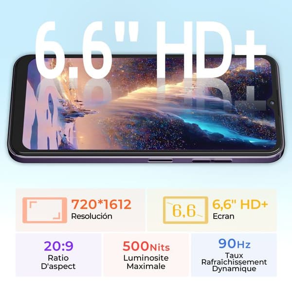 HOTWAV Note 13 Smartphone Billig-Gåvor För Mors Dag|Fars Dag-6.6'' HD+ 5160mAh 4+128Go Kamera 50MP Mobiltelefon 4G - Blå