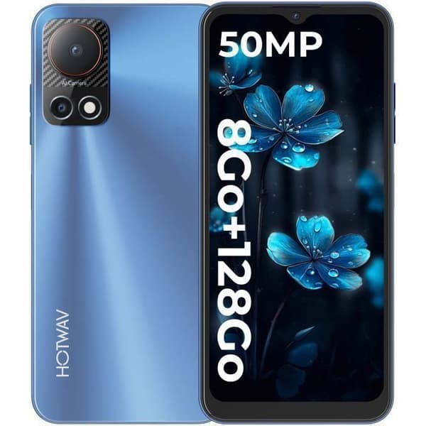 HOTWAV Note 13 Smartphone Billig-Gåvor För Mors Dag|Fars Dag-6.6'' HD+ 5160mAh 4+128Go Kamera 50MP Mobiltelefon 4G - Blå