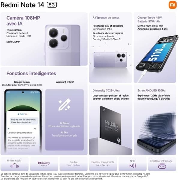 XIAOMI - Redmi Note 14 5G - 8 GB + 256 GB - Midnatt Svart