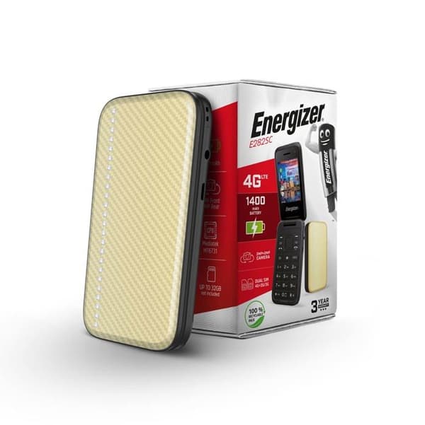 Energizer - E282SC Flip Mobile - Dual Sim (Nano SIM) - 4G LTE - 3 års garanti - Guld - Olåst - 2MP kamera