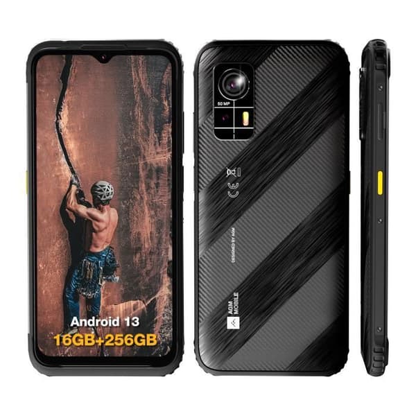 AGM H6 okrossbar mobiltelefon, ultratunn 10,75 mm, Android 13 smartphone, IP68 vattentät, 16(8+8) GB+256GB, 6,56" HD+-skärm
