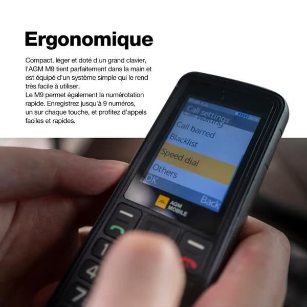Senior Mobiltelefon - AGM - M9 4G - Vattentät IP68 - Dubbel SIM - Snabbuppringning