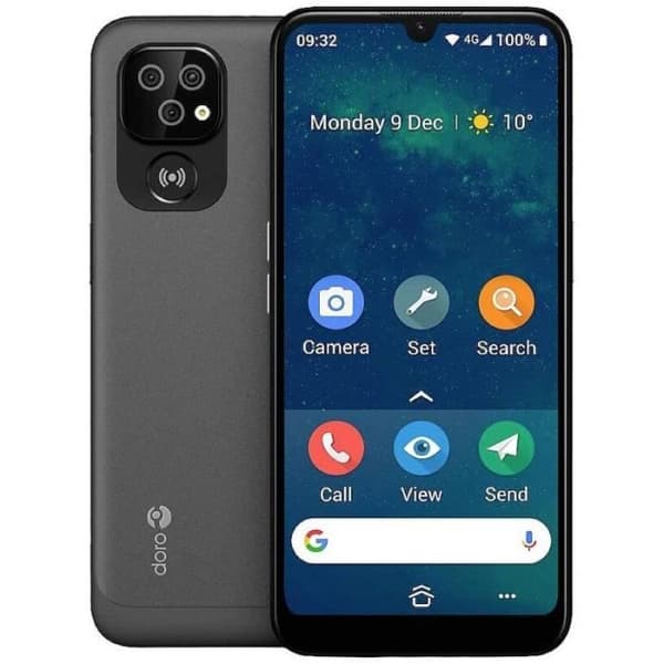 doro 8100 Plus smartphone för seniorer IP54, med laddningsstation svart - 7322460082413 Grå