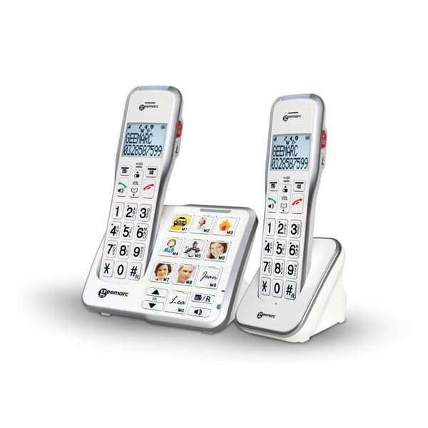 GEEMARC Trådlös telefon med stora knappar senior AMPLIDECT 595-2 FOTO + extra handset