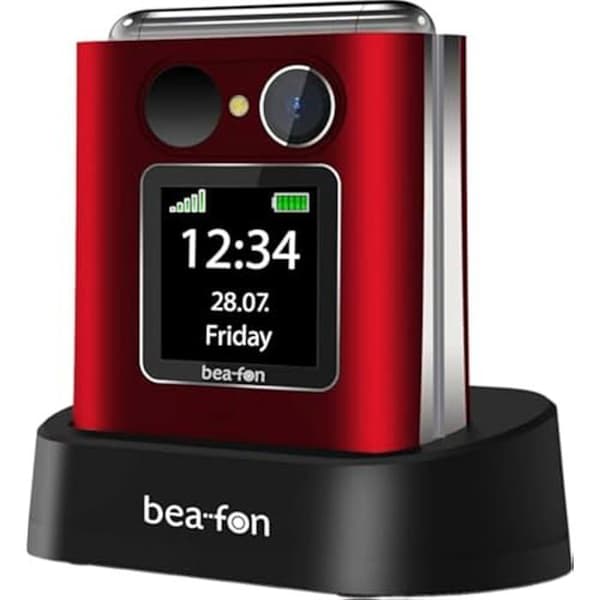 Beafon, Silverline Fold10 Flip-mobiltelefon, nödsamtalsknapp, 5,58 cm XL färginvändig display, yttre display