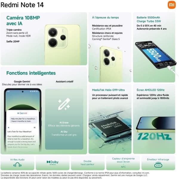 XIAOMI - Redmi Note 14 4G - 8 GB + 256 GB - Ocean Blue
