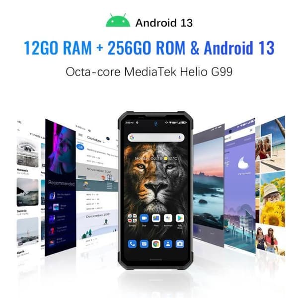 OUKITEL WP27 Smartphone Robust-12Go+256Go-6.8" FHD Skärm 8500mAh - Android 13 - 64MP+20MP Nattvision - GPS/NFC-Vattentät - Svart